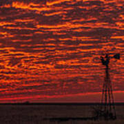 Sunset And Windmill #2 Poster