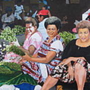 Three Nice Ladies At A Fiji Market Poster