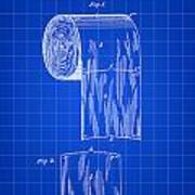 Toilet Paper Roll Patent 1891 - Blue Poster