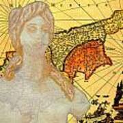 Ancient Cyprus Map And Aphrodite #30 Poster
