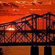 The Mississippi River Bridge At Natchez At Sunset.  #3 Poster