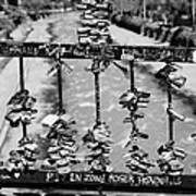 Love Locks Padlocks Chained To Footbridge Over The River Mapocho Providencia Santiago Chile #4 Poster