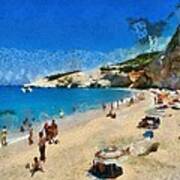 Porto Katsiki Beach In Lefkada Island #8 Poster