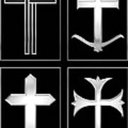4 Silver Crosses Poster