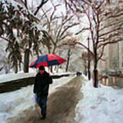 Snowfall In Central Park Poster