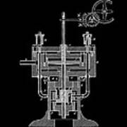 Tesla Reciprocating Engine Patent 1894 - Black Poster