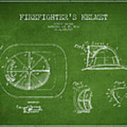 Vintage Firefighter Helmet Patent Drawing From 1932 #4 Poster