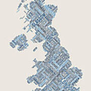 Great Britain Uk City Text Map #7 Poster