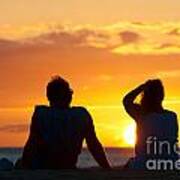Couple Watching The Sunset On A Beach In Maui Hawaii Usa #8 Poster