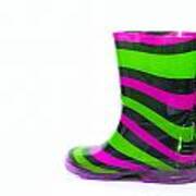 Multi Coloured Wellington Boots On White With Copy Space #8 Poster