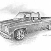 86 Chevy Truck Pencil Portrait Poster