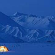 A Backpacking Tent Lit Up At Twilight Poster