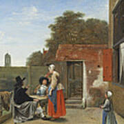 A Dutch Courtyard, C.1658-60 Oil On Canvas Poster