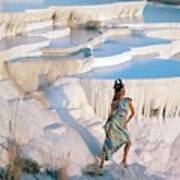 A Model On The Cliffs Of Pamukkale Poster
