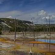 A Panoramic View Of  A Yellowstone Geyser Basin Poster