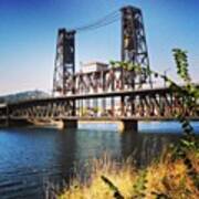 A Shot Of The Steel Bridge In Portland Poster