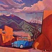 A Teal Truck In Taos Poster