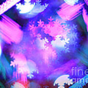 Abstract Colorful Snowflakes Bokeh Lights Poster