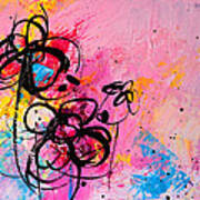 Abstract Flowers In Hot Pink 1 Poster