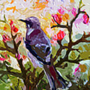 Abstract Mockingbird In Spring Poster