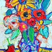 Abstract Still Life - Colorful Flowers And Fruits Poster
