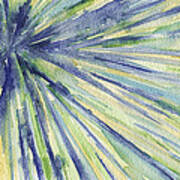 Abstract Watercolor Painting - Blue Yellow Green Starburst Pat Poster
