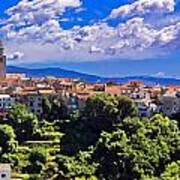 Adriatic Town Of Vrbnik Panoramic View Poster