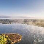 Aerial View Of A Foggy Lake Poster