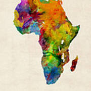 Africa Watercolor Map Poster