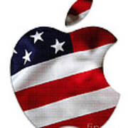 American Flag Apple Poster