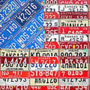 American Flag Recycled License Plate Art Poster
