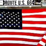 American Flag Route 66 Poster