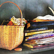 Americana - Books Basket And Quills Poster