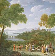 An Extensive Italianate Landscape With A Sacrifice, 1728 Oil On Canvas Poster