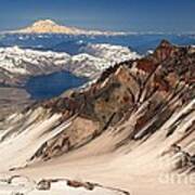 Mount Saint Helens Crater Rim, Spirit Lake, And Mount Rainier Poster
