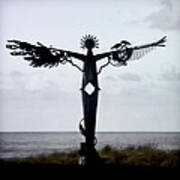 Angel Sculpture On The Oregon Coast Poster