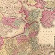 Antique Map Of Boston - 1871 Poster