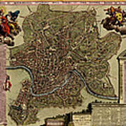 Antique Map Of Rome By Jacob De La Feuille - Circa 1710 Poster