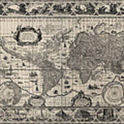 Antique Map Of The World By Willem Janszoon Blaeu - 1606 Poster