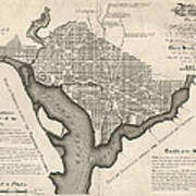 Antique Map Of Washington Dc By Andrew Ellicott - 1792 Poster
