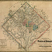 Antique Map Of Washington Dc By Colton And Co - 1862 Poster