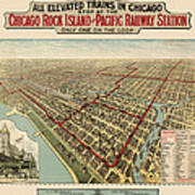 Antique Railroad Map Of Chicago - 1897 Poster