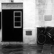 Old Village Street With An Antique Shop And A Bike Remember Us Past Times In Es Mercadal - Menorca Poster