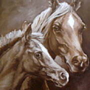 Arab Mare And Foal Poster