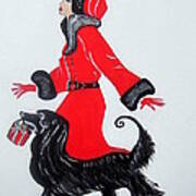 Art Deco  Girl With Red  Coat Poster