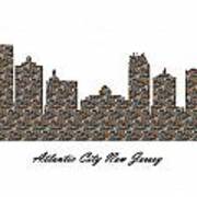 Atlantic City New Jersey 3d Stone Wall Skyline Poster