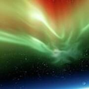 Aurora Borealis From Space Poster