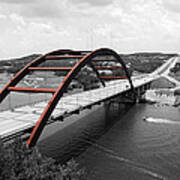 Austin Texas Pennybacker 360 Bridge Color Splash Black And White Poster