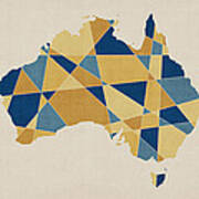 Australia Geometric Retro Map Poster