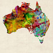 Australia Watercolor Map Poster